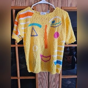 1980s Picasso face short sleeve sweater